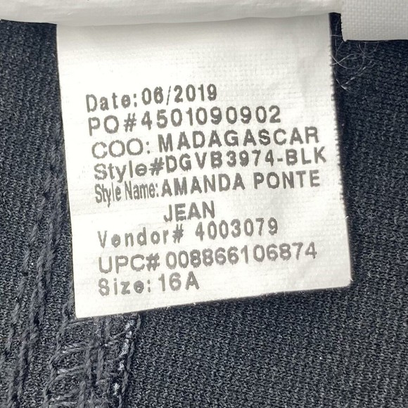 Gloria Vanderbilt Amanda Ponte Jean Pants Women’s 16 Plaid Check Black Gray - Picture 12 of 12